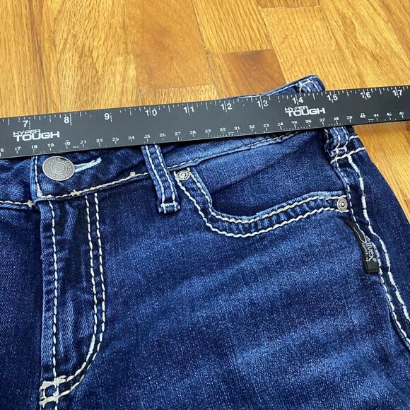 Silver Jeans Suki Bootcut Jeans Womens 27 Blue Mid Rise Distressed Raw Hem - Picture 8 of 11